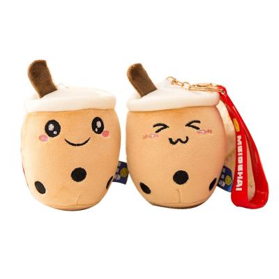 China wholesale cute soft bubble tea plush toys boba toy milk key pendant soft stuffed stuffed key chain for sale