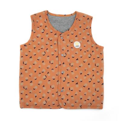 China Autumn and winter style children's breathable new girl's cartoon printing vest button warm vest for sale