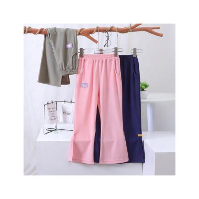 China High Quality Breathable Elastic Waist Children Kids Clothes Soft Cotton Trousers Girls Pants for sale