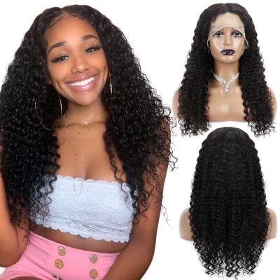 China Forcuteu Brazilian Raw Cuticle Aligned 20Inch Long Water Wave Virgin Water Wave Deep Swiss Lace Front Human Hair Wig For Black Women for sale