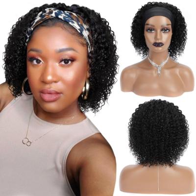 China Jerry Curl Forcuteu Wholesale Brazilian Short Afro Color Woman Glueless Cuticle Aligned Virgin Jerry Curly Human Hair Headband Kinky Wig for sale