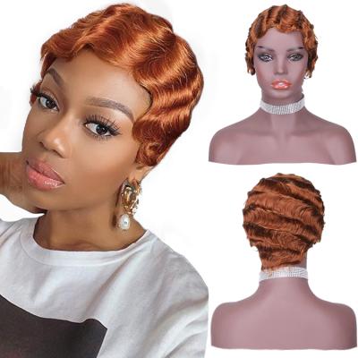 China Finger Wave Forcuteu Wholesale Wig Cuticle Aligned Brazilian Virgin Raw Indian Color Woman Short Non To Lace Finger Wave Hair Wig for sale