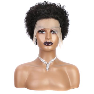 China Forcuteu Short Curl Women Hair Wig Afro Kinky Curly Transparent Frontal Wave Glueless Quality Wholesale Lace Front Wig for sale