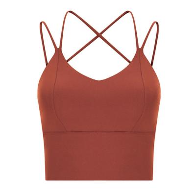 China Beautiful 2021 Autumn New Removable Padding Tank Yoga Vest Breathable Back Women Skin Friendly Sports Bras Workout Top Push Up for sale