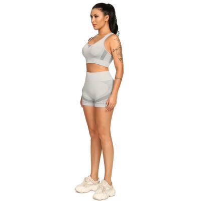 China Brand New Breathable Butt Lifting High Waisted Workout Suit Sports Bra And Shorts Yoga Set for sale