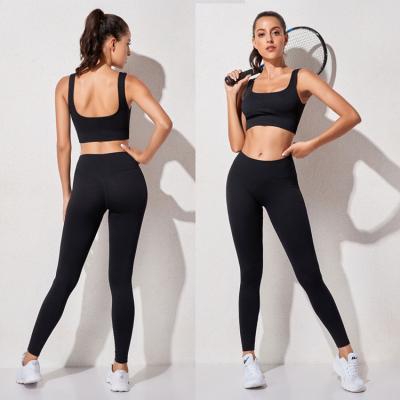 China Breathable Fitness Running Gym Leggings Sports Bra Seamless Ribbed Yoga Sets for sale