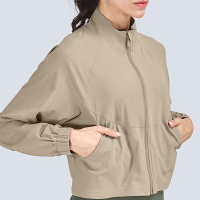 China Breathable Women's High Waist Windproof Fitness Sheath Long Zipper Yoga Jacket for sale