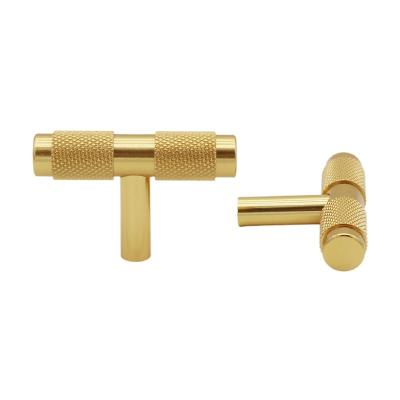 China New Modern Hot Sale DRAWER Knurled Factory Handle Square T Brass Knurled Bar Pull for sale