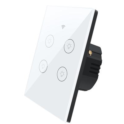 China Multi-Purpose Standard Intelligent Voice Control Light Touch 4gang Wall Life USA Tuya WiFi Single Fire Switch for sale