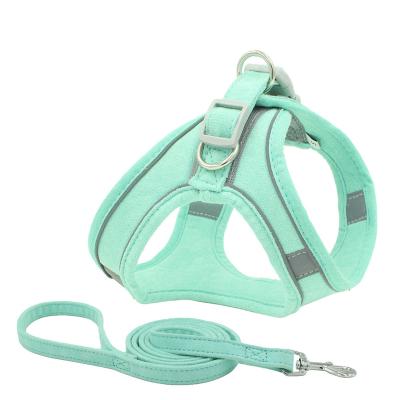 China Excellent Quality Viable Green Navy Neutral Pet Leash And Harness Vest Style Set for sale