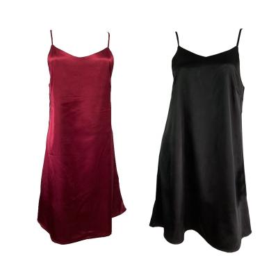 China QUICK DRY Wholesale High Quality Plain Color Silk Satin Nightdress Women Sleeveless Nightgown Chemise for sale