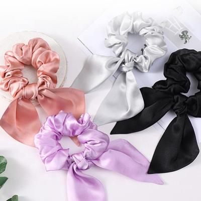 China Fashion 100% Pure Silk Bow Bowknot Elastic Hair Bands Silk Scrunchies for sale