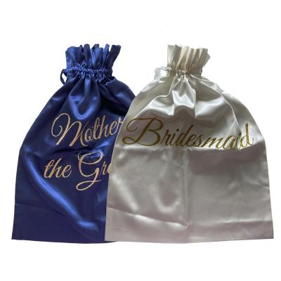 China Wholesale Custom Bridal Gift Satin Logo Silk Satin Drawstring Bags for sale