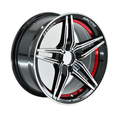 China DM622 Alloy Aluminum Red Line Cleared 15 Inch 8 Holes Double Spokes Alloy Wheel for sale