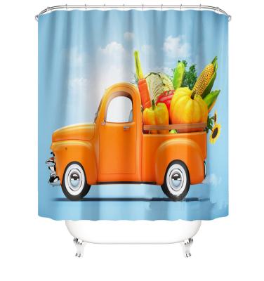 China Viable Custom Made Hand Painted Landscape Autumn Harvest Scene Bathroom Personalized Printing Hotel Shower Curtain for sale