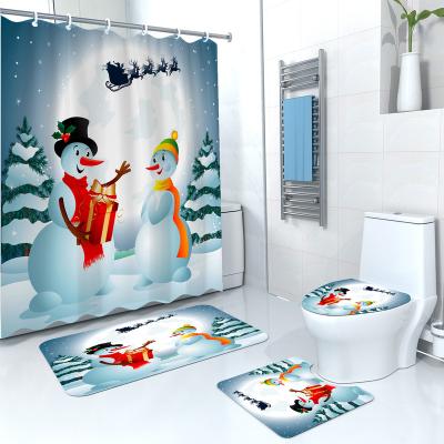 China Sustainable Printed Polyester Shower Curtain Decoration Bathroom Can Be Customized Christmas Shower Curtain for sale