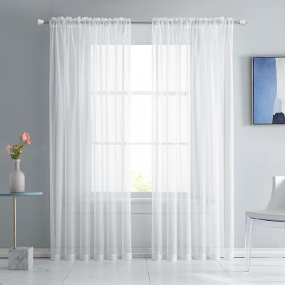 China Lightweight Filtering 2 Panel Sheer White Voile Curtains 84 in. of length for bedroom light filtering see sheer drapes with Rod Pocket for sale