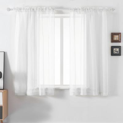 China White Sheer Filter Light Curtains - 52x63 Inch Volie Semi Sheer Rod Pocket Curtains 2PC/Package for sale