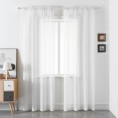 China Filter Semi Sheer White Rod Pocket Polyester Curtains 2PC/Package 52x84 Inch Color Fabric Volie Lightweight for sale