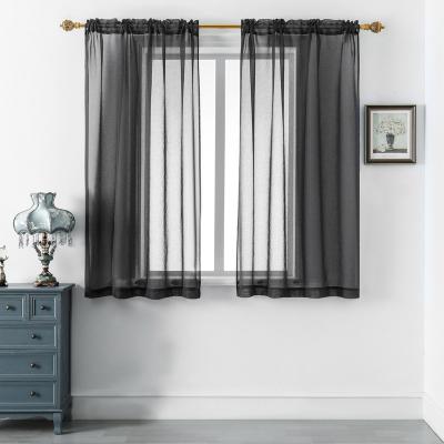 China Black Sheer Filter Light Curtains - 52x54 Inch Volie Semi Sheer Rod Pocket Curtains 2PC/Package for sale