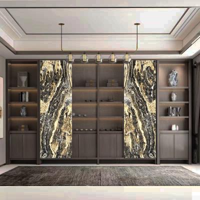 China Modern decorating ideas for living room with stone fireplace slate effect wall cladding translucent stone cut for sale