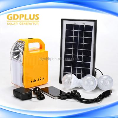 China GDPLUS Mini Home Solar 6V Battery Installation with Mobile Charger and New Design Solar Light Plant for sale