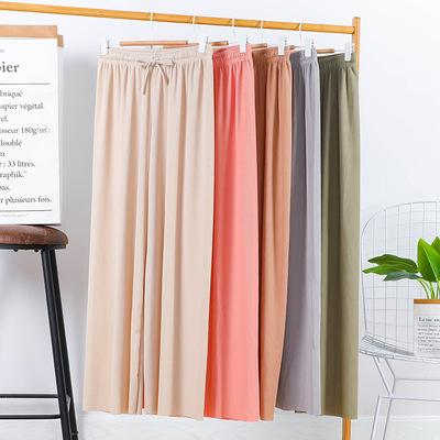 China 2021 Ice QUICK DRY Silk Wide Leg Pants Women's Summer Loose Pants High Waisted Wide Leg Pants for sale