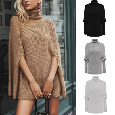 China Anti-wrinkle fashion ladies winter solid color crochet sweater turtle neck sweater women for sale