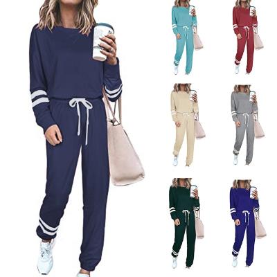 China QUICK DRY Customize Plus Size Loose Solid Color Casual Women Long Sleeve Sweat Suit Sets 2021 for sale