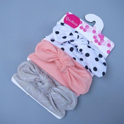 China Fashion Factory Price 3Pcs Fashion Factory Price Hair Accessories Headbands Elastic Floral Babies Bowknot Newborn Headwrap for sale