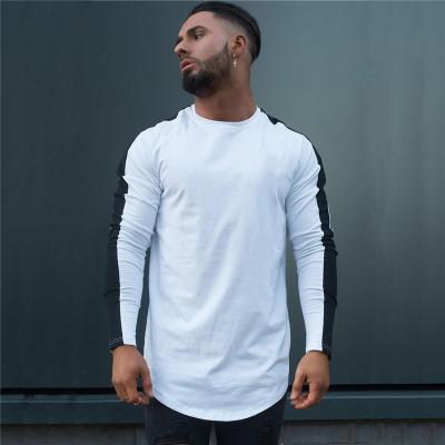 China Men's Cotton Solid Color Oversized T-shirt Men's Long Sports Round Neck Long Sleeve Thin Breathable T-shirt for sale