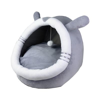 China Breathable Luxury Wholesale Animal Style Colorful Soft Cotton Cat Mat Comfortable Warm Cat Bed House With Play Drop Ball for sale