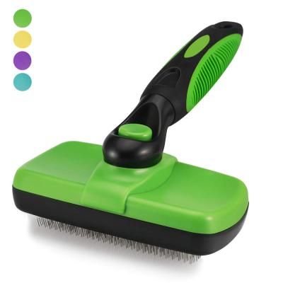 China Long Viable Hair Pet Groomer Grooming Needle Comb Pet Groomer Hair Removal Self Cleaning Slicker Brush for Dogs and Cats for sale