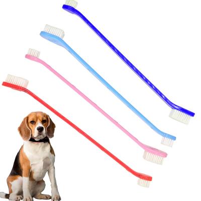 China 2021 Sustainable Wholesale Customize Head Double Finger Pet Toothbrush for sale