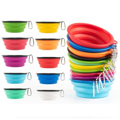 China Viable Collapsible Silicone Pet Bowl Travel Dog Rolls Cat Dog Food Water Feeding Collapsible Travel Bowl Outdoor Pet Accessories for sale