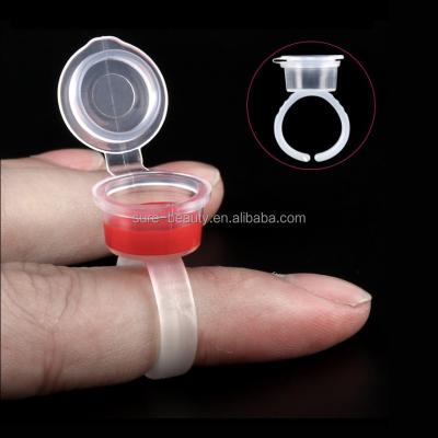 China Permanent Makeup Private Label Tattoo Ink Ring Cups Microblading Tattoo Pigment Ink Cup Ring With Cover for sale