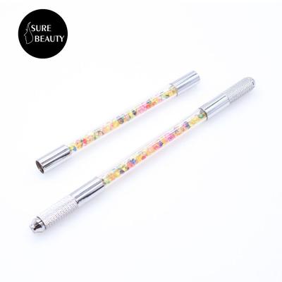 China 2019 Permanent Makeup Microblading Microblade Manual Pen Crystal Tattoo Pen Double Pen Tip Permanent Colorful Grip Tool for sale