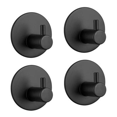 China QI-001- Matte Black Towel Hook Stainless Steel Modern Rustproof Bathroom Towel Adhesive Coat Hook for sale