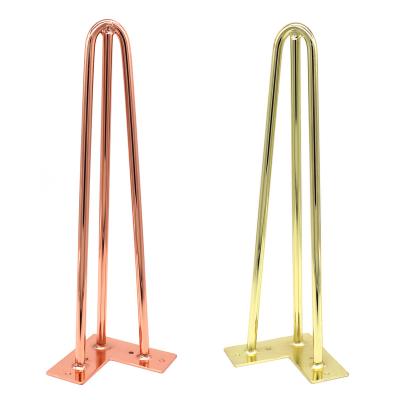 China 2020 Wholesale Traditional High Quality Hair Pin Legs Furniture Rose Gold And Shiny Gold Metal Bench Office Hairpin Legs for sale