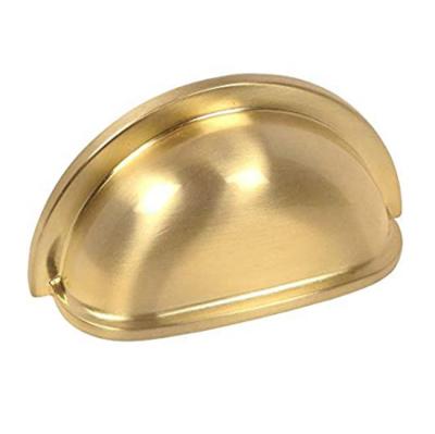 China CX774 Contemporary Modern Kitchen Drawer Bin Cup Pull Cabinet Hardware Brass Gold Cup Handle for sale