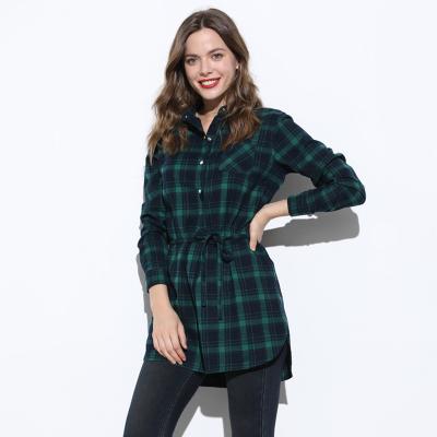 China Wholesale High Quality Sustainable Check Custom Stylish Cotton Long Sleeve Women Soft Comfortable Plaid Shirt for sale