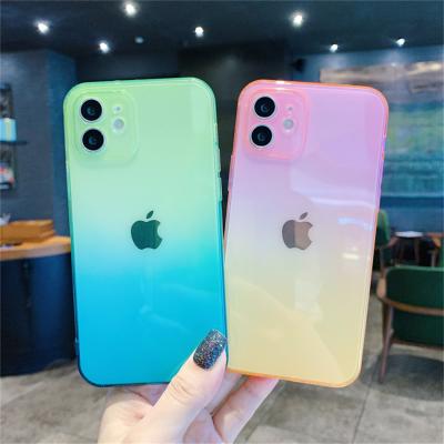 China Shockproof Gradient Watercolor Clear Phone Case For iPhone 13 12 11 pro XS Max XR Max X 7 8 Plus Se 2020 Soft Silicone TPU Shockproof Cover for sale