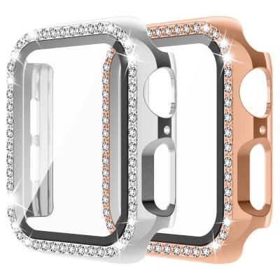 China Bling Diamond Diamond Case For Apple Watch Band PC Bumper 44mm 42mm 40mm 38mm Bling Crystal Full Cover Protective Case For Series 3 Se 4 5 6 for sale