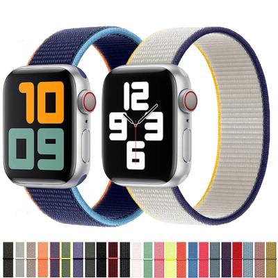 China Adjustable Nylon Strap For Apple Watch Band 44/40/42/38MM Wrist Belt Sports Buckle Strap iWatch Series 3 4 5 6se Accessories for sale