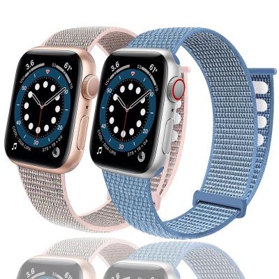 China Hook and loop for wristband band for Apple watch series 6/5/4 40MM nylon soft 44MM breathable strap for iwatch series 7 6 5 4 3 2 1 38MM 42MM 41MM 45MM for sale