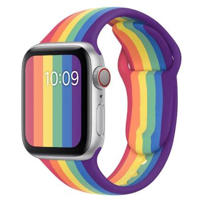 China Water Resistant Rainbow Silicone Sport Replacement Soft Wrist Strap For Apple Watch Series 5 4 3 1 38mm 40mm 42mm 44mm Strap Strap for sale