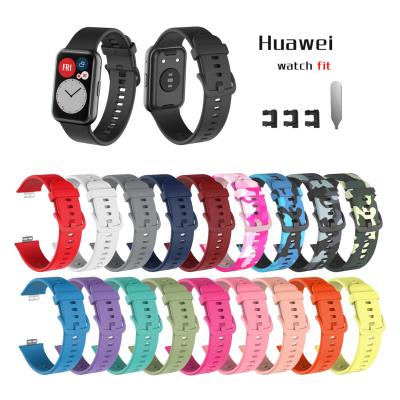 China Original Adjustable Soft Silicone Strap For Huawei Watch Fit Strap Wristband Band Smartwatch Replacement For Huawei Fit Buckle Accessories for sale