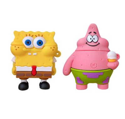 China Wholesale Cartoon Shockproof Waterproof Silicone 3D Anti-fall Spongebob Design Cover Device Case for iphone 12 3 pro with hook earbuds earphone box for sale