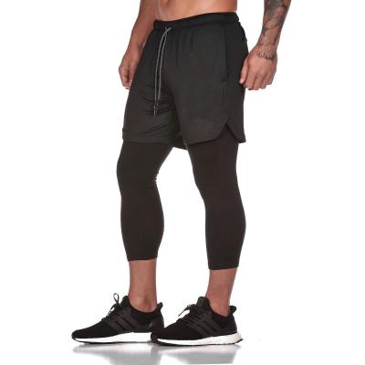 China Breathable 2 In 1 Compression Tights Shorts Men's Running Workout Gym Training Leggings for sale