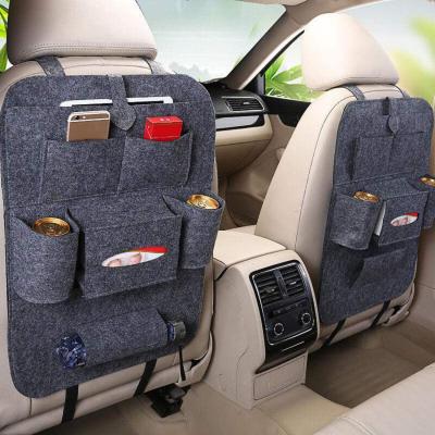 China Business PU Leather Car Back Seat Multi-storage Bag For Umbrella Phone Storage Bag Backseat Hanging Back Organizer for sale